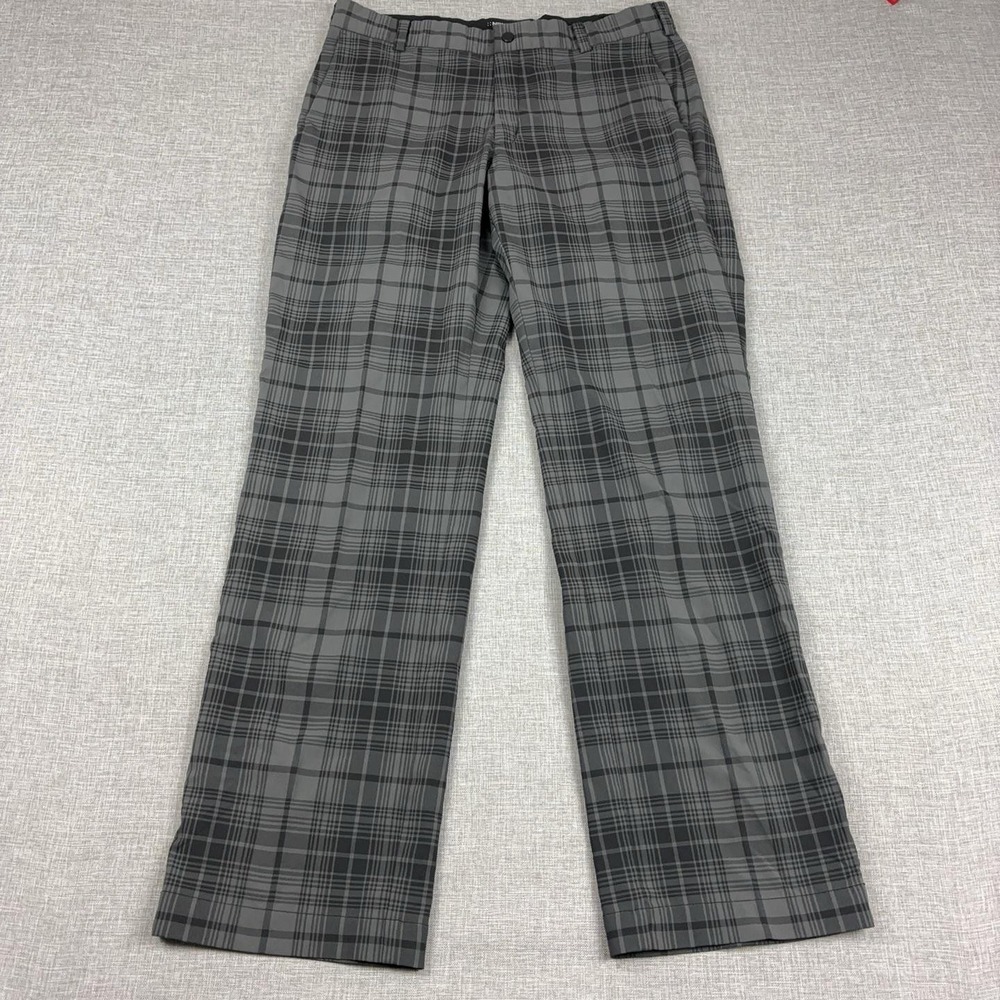 Nike Golf Pants Mens 32x32 Gray Dri-FIT Plaid Performance Stretch 509741-010
